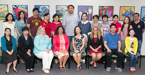 group lineup from chinese delegation visit with HCPSS educators and staff