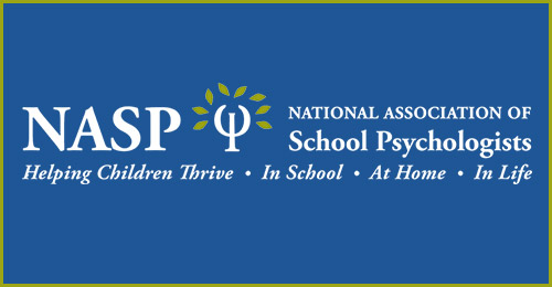 Logo with text: NSAP, National Association of School Psychologists, helping children thrive in school at home in life