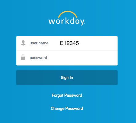 Workday 'Login' screen