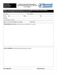 First page of the 504 Concern Form PDF