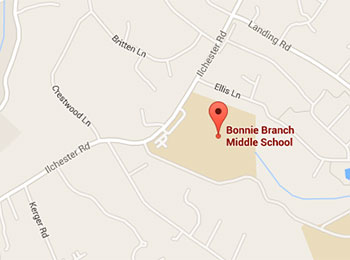 Map image: Bonnie Branch Middle School location