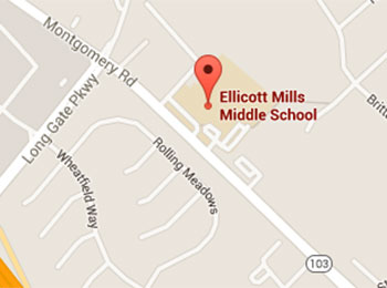 Map image: Ellicott Mills Middle School location