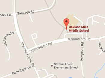 Map image: Oakland Mills Middle School location