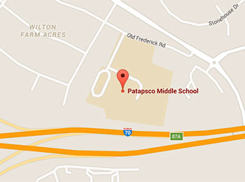 Map image: Patapsco Middle School location