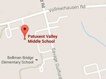 Map image: Patuxent Valley Middle School location