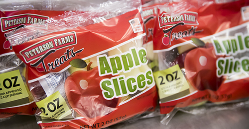 Bags of apple slices